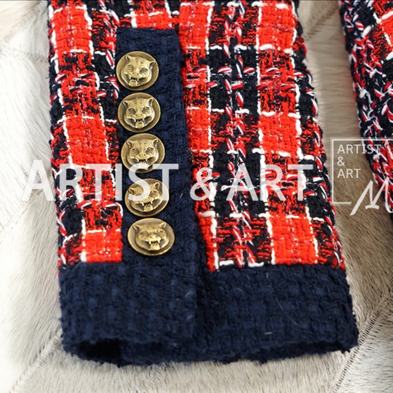 Svoryxiu 2018 Runway Custom Autumn Winter Coats Outwear Women's High Quality Wool Blends Slim Plaid Female Coat