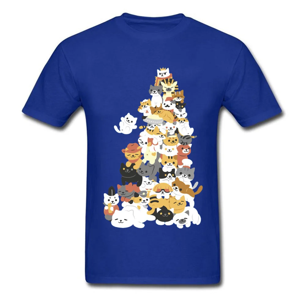 Cat-pile-618- Round Neck Tshirts Summer Tees Short Sleeve New Coming 100% Cotton Europe Tops & Tees Design Men's Cat-pile-618- blue