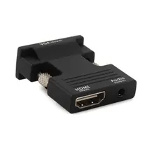 (50 pieces/lot) HDMI Female to VGA Male & Audio Output Adapter for PC Laptop Macbook Projector Monitor Black