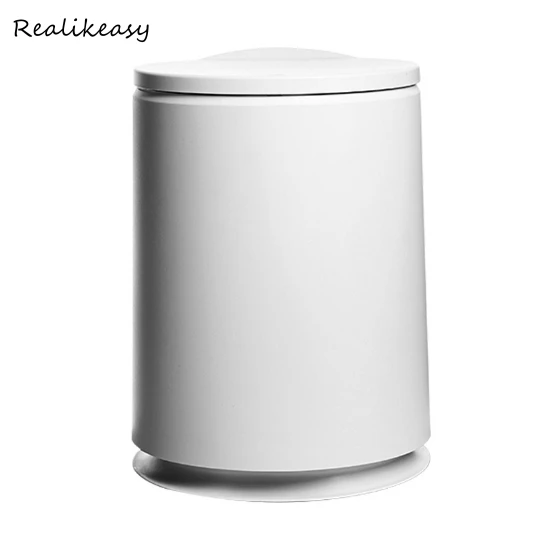 

Hot Pressing Type Plastic Trash Can Round-Type Bullet Flip Cover Simple Sitting Room Toilet Trash Office Paper Basket LFB132