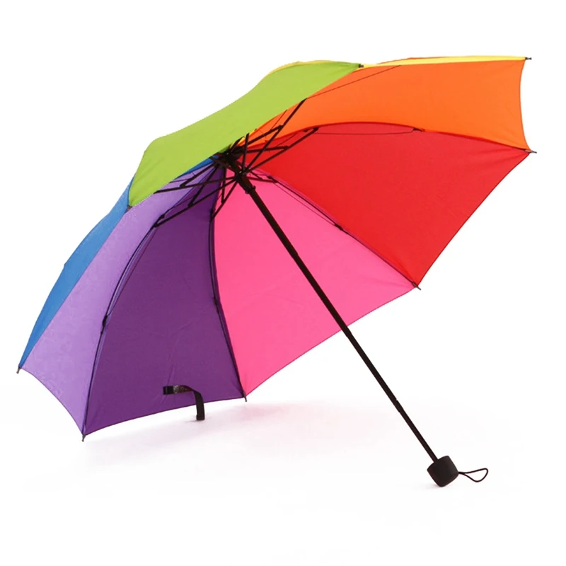 

Colorful Triple Folding Rain Sun Rainbow Women's Umbrella Windproof Waterproof Parasol Protection Umbrella