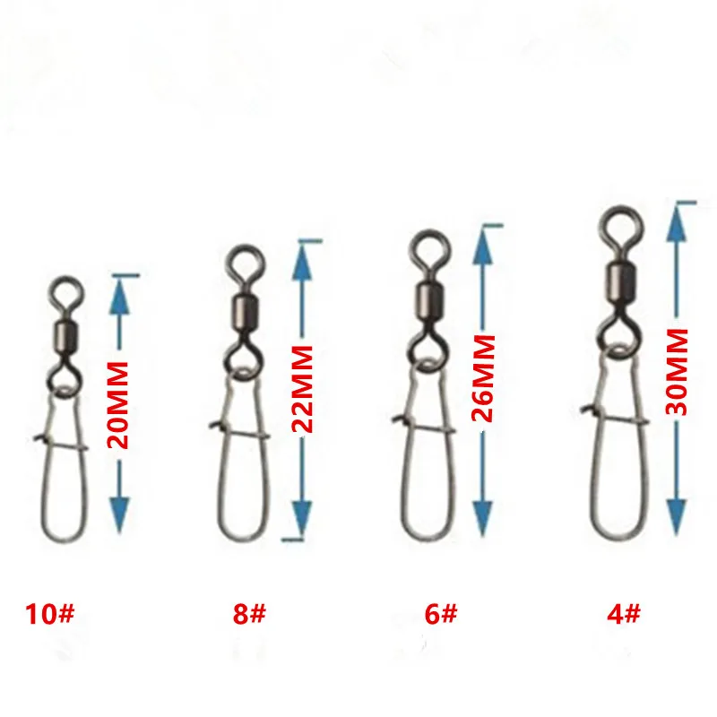 30 шт 2#4#6#8#10#12#14-# Нержавеющая сталь рыболовный Соединитель с застежкой "булавка" подшипников качения оснастки поворотный шпильки рыболовные снасти аксессуары