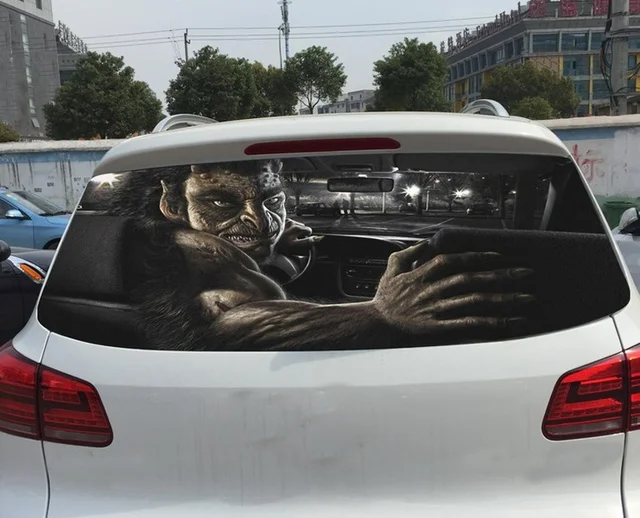 Überraschende 3D Auto Heckscheibe Poster - 130*70cm Wasserdicht Ein Weg  Vision Einzigartige Scary Fenster Aufkleber OEM aufkleber - AliExpress