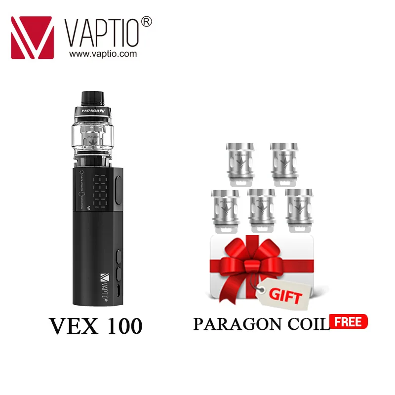 

Gift 5pcs Mesh or Strip Coil Vaptio VEX 100 Vape KIT with 100W TC Box Electronic Cigarette Mod & 8.0ml Tank Mesh and Strip Coil