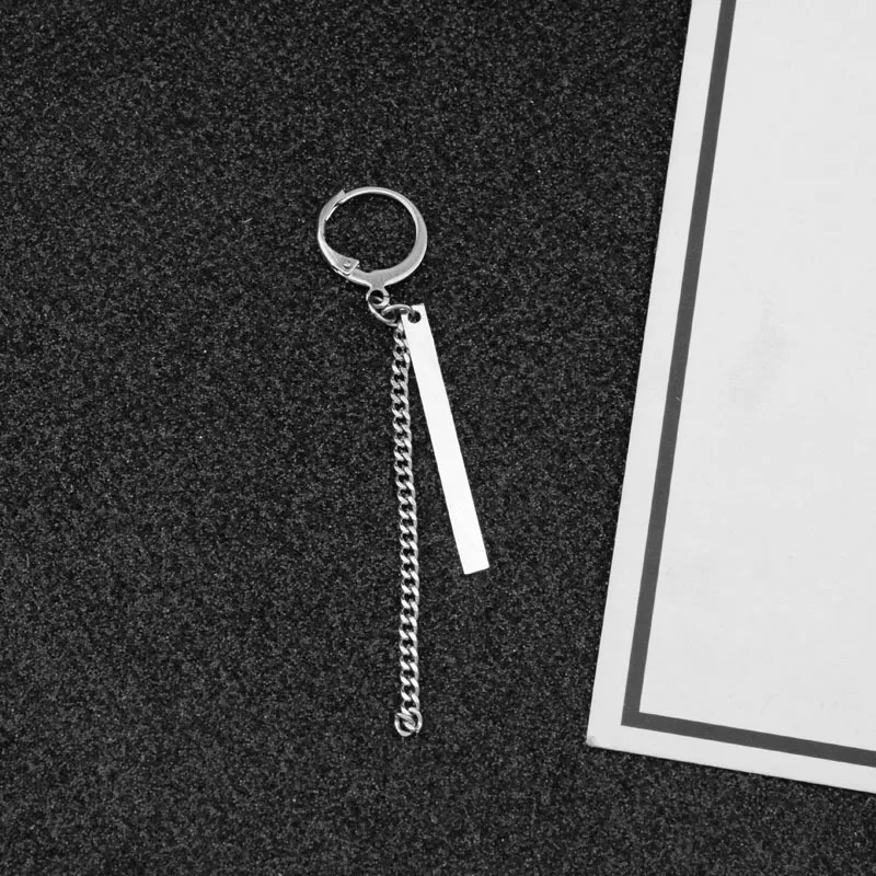

Punk 1 PCS KPOP DNA Korean V Jimin Chain stainless steel Stud Earring Long Tassel Men Women Bangtan Boys Korean Jewelry