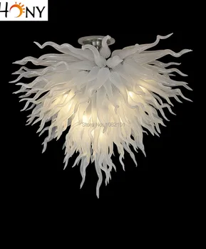 

Free Shipping Popular Art White Murano Glass Contemporary Chandelier