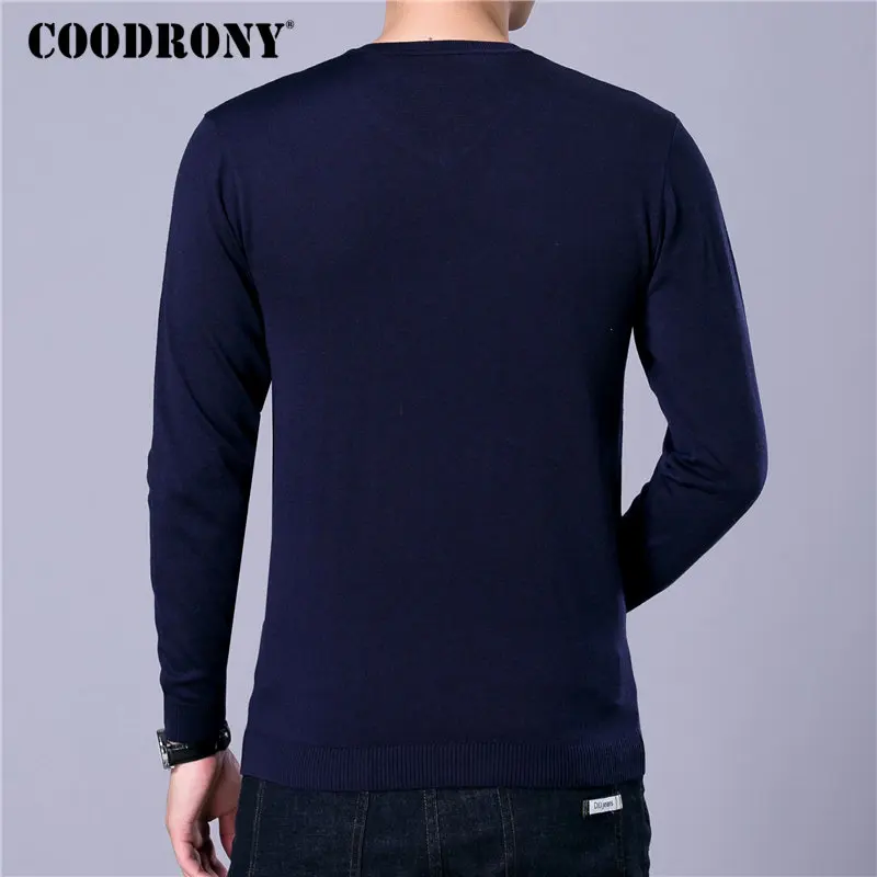 Skup COODRONY marka sweter mężczyźni dzianina Pull Homme Streetwear klasyczny Casual sweter z dekoltem typu v neck mężczyźni jesień zima wełniane swetry 91054