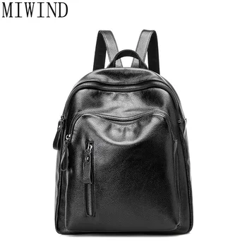 

MIWIND High Quality Genuine leather Cowhide Women Backpacks Fashion Vintage Women Bag Brand Design Shoulders Backpack TDL050