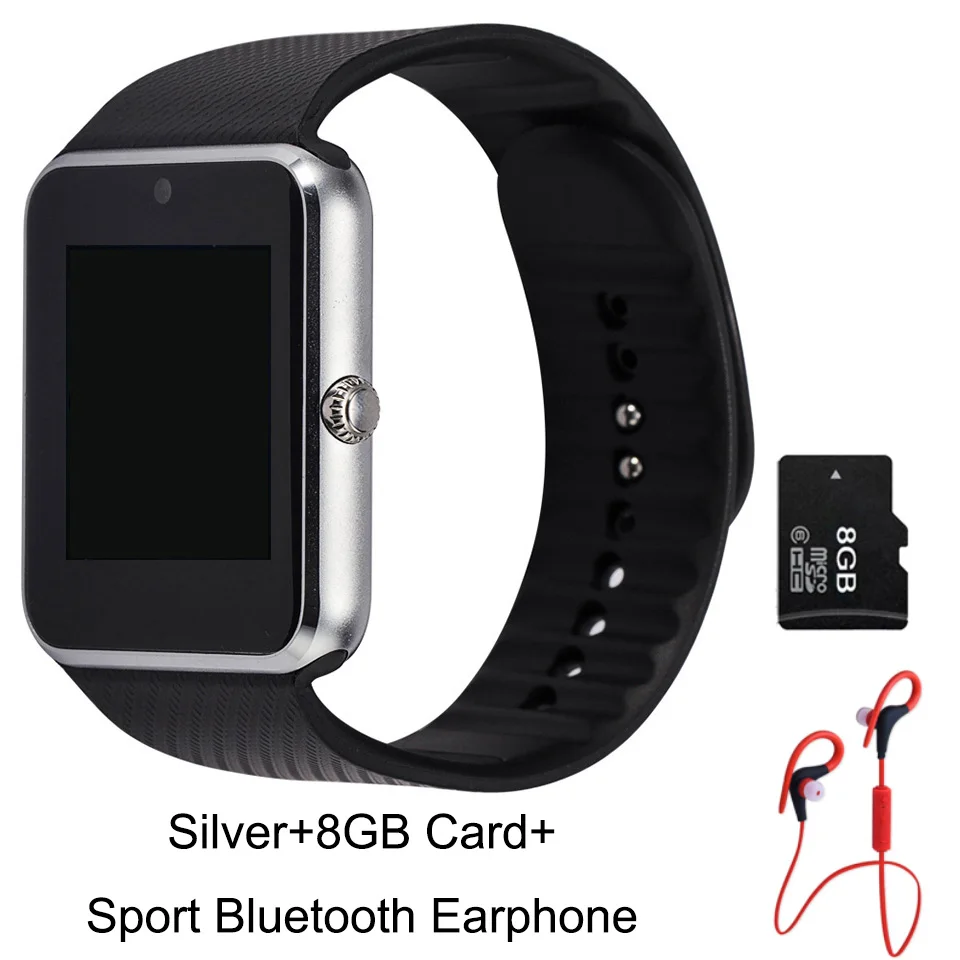 GT08 Bluetooth Смарт-часы браслет SIM TF карта телефон MP3 Smartwatch для Apple iOS Android SMS/напоминание о звонках фитнес-камера - Цвет: SilverxCardxSport