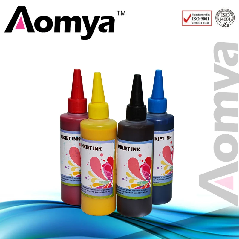 Aomya 4 Colors Ink Refill Kits 4X100ml Bulk Ink for Canon all series Pigment Based Waterproof & CISS B C M Y