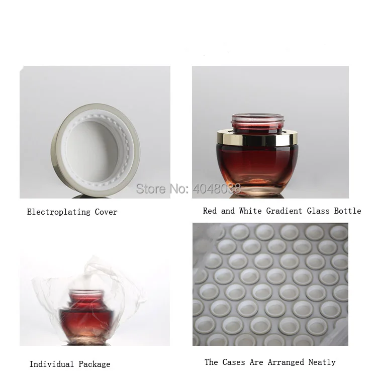 20G 30G 50G Facial Cream Jar Empty Refillable Cosmetic Container Red Glass Eye Cream Bottle with Silver Cap Condensation Jar (4)