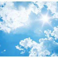 Пользовательские фото обои, 3d потолочные обои фрески Hd 3 d белые облака голубое небо солнечного света потолочный zemith фрески обои на стену для спальник