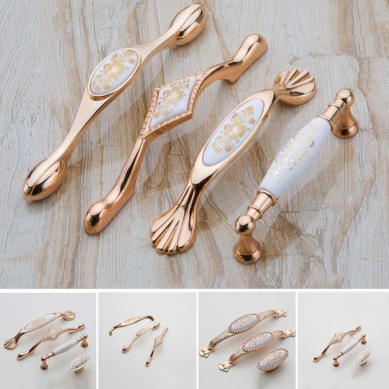 MEGAIRON European Door Handles Golden Knobs Kitchen Cupboard
