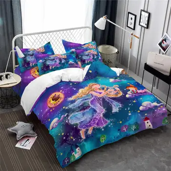 

Kids Colorful Cartoon Bedding Set Dreamlike Virgo Constellation Duvet Cover Set Twin Full Queen King Bedding Girls Bedclothes