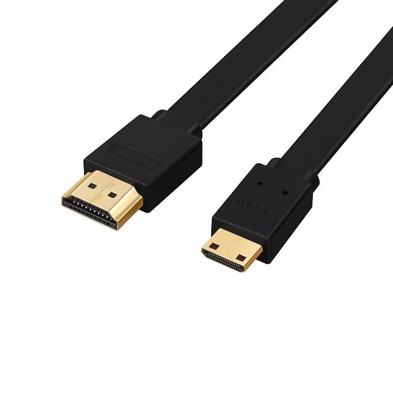 Lungfish плоский мини-hdmi(type C)-HDMI(type A) кабель позолоченный Высокоскоростной мини-hdmi кабель 1,4 Настоящий 3D 1080P и Ethernet A-C