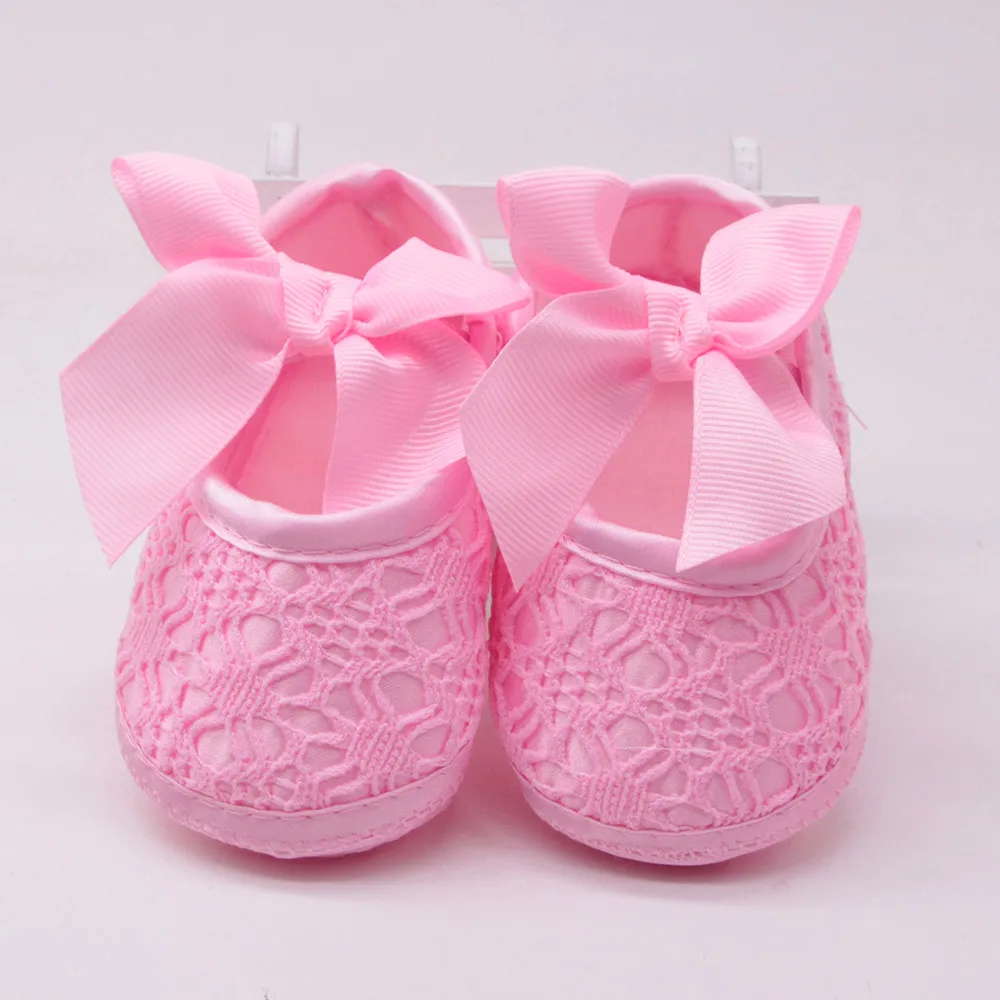

Newborn Baby Girls Soft Shoes Soft Soled Non-slip Bowknot Footwear Crib Shoes