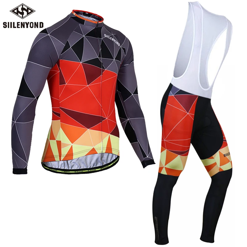 Siilenyond зима Pro сохраняет тепло Велоспорт Джерси наборы Быстросохнущий горный велосипед велосипедная одежда костюм гоночный велосипед одежда для мужчин - Цвет: Bib Cycling Set