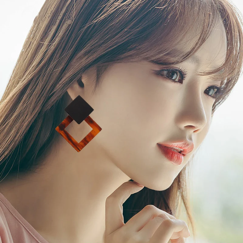 

New acetate trendy women Drop earrings statement long earrings fashion Trendy jewelry modern women earrings 2019 femme Gift