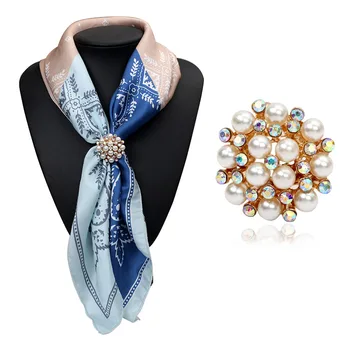 

24 Pcs/Lot Colorful Crystal Rhinestone Golden Metal Pearl Flower Brooch Pins Jewelry Women Brooches for Scarf Bulk Wholesale