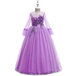 Новый для девочек в цветочек платья для свадьбы платье Золушки для девочек принцесса Детская Вечеринка бальное платье Платье для первого