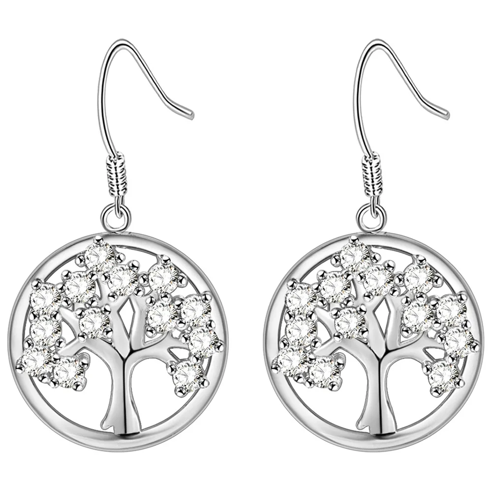 Женские серьги подвески со стразами и полым деревом капли для свадебной
