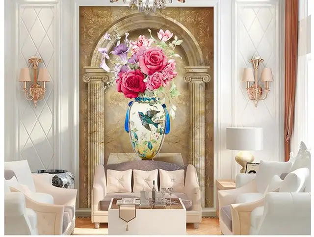 3d papier peint La Maison Décoration 3D Européenne vase d\'entrée en ... 3d papier peint La Maison Décoration 3D Européenne vase d\'entrée en ...