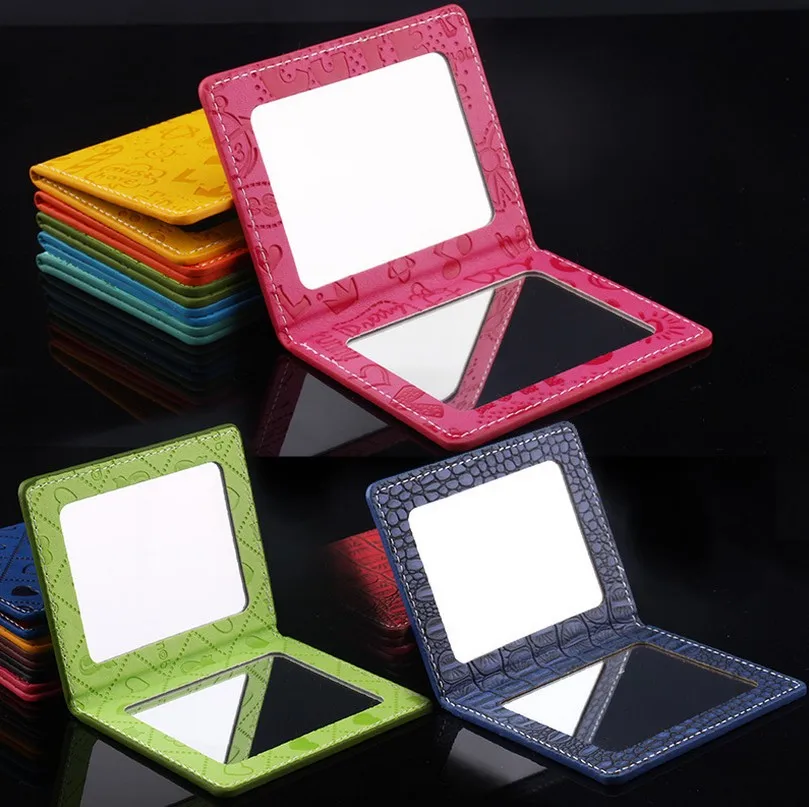 Portable Cosmetic Square Makeup Mirror Creative Stainless Steel Mirror