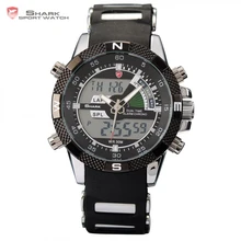 Requin-taupe commun SHARK Sport Montre Militaire Relogio Numérique Analogique Dual Time Alarme Silicone Noir Quartz Hommes Montre-Bracelet Montres/SH042
