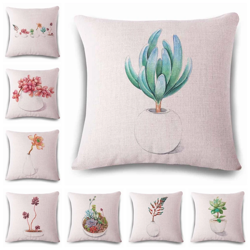 

watercolor simple More meat Cushion(No Filler) Polyester Family affection Sofa Car Seat family Home Decorative Throw Pillow