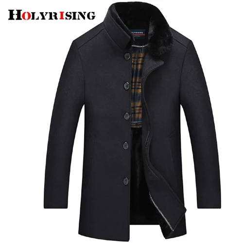 Holyrising, мужское шерстяное пальто, толстое, Abrigos Hombre Invierno, повседневные пальто, кофейный, серый цвет, шерстяная куртка с мягким воротником, XL-5XL, 18585-5 - Цвет: Gray