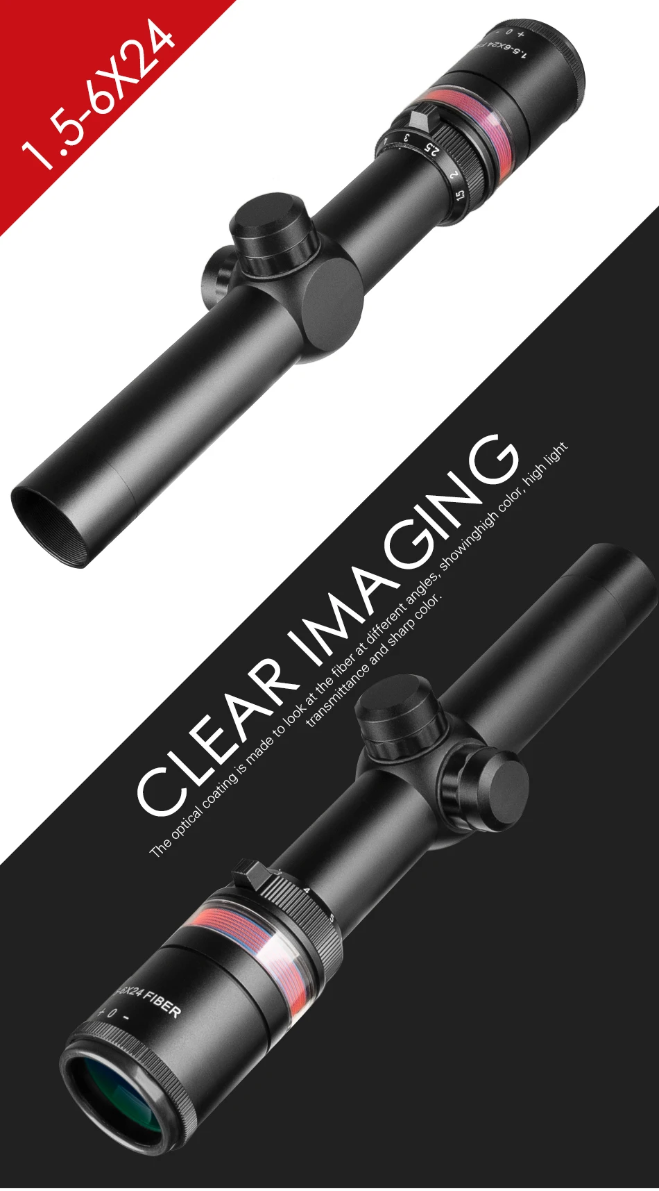 2018 New 1.5-6x24 Fiber Optic Scope Red Green Triangle Illuminated ...