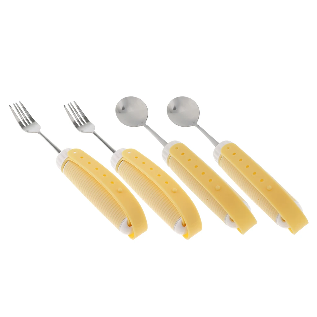 4 Pcs/Set Rotating Utensil Eating Aids Spoon Fork Set For The Elderly Disability Kids