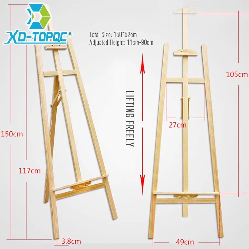 XINDI Adjustable Pine Wood Art Painting Easel For Drawing Board & Blackboard WE01