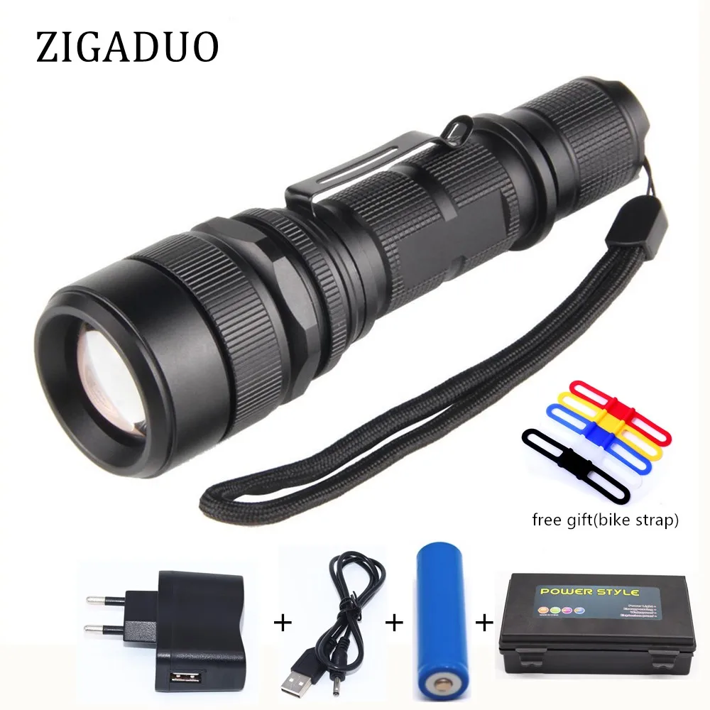 

USB Flashlight 8000 Lumens Powerful Flashlight LED CREE XM-L2 Torch Zoom Flash Light Lamp Lighting For USB Charger Waterproof