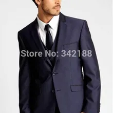 /новейший стиль на заказ две пуговицы темно-синие смокинги для жениха тупые лацкан шафер жених мужские свадебные костюмы