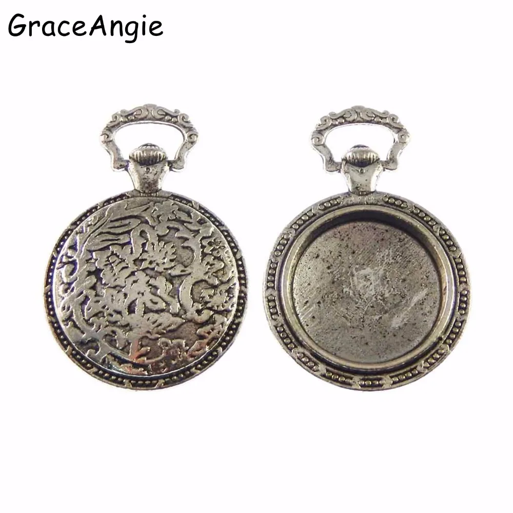 

5pcs Necklace Pendant Vintage Cabochon Cameo Base Tray Bezel Blank Fit 20mm Chamrs Jewelry Making Findings Base Setting DIY