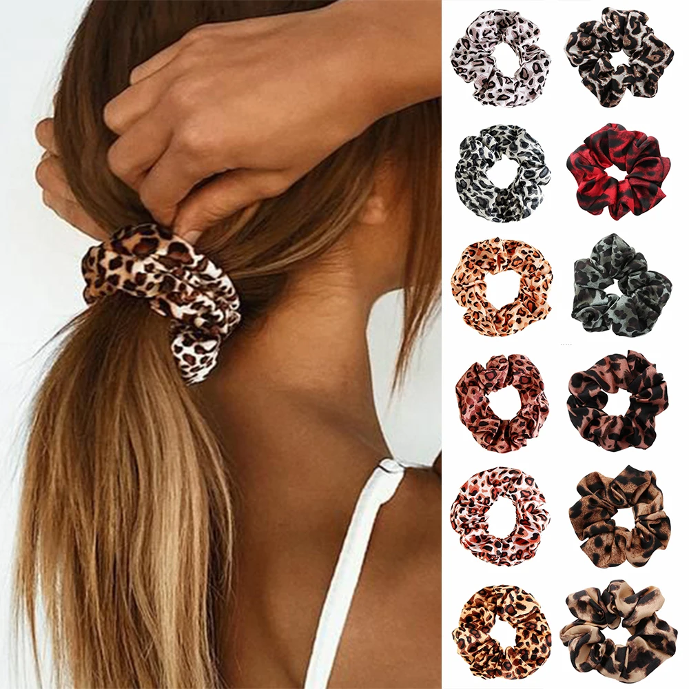 

Women's Leopard Hair Scrunchies Elastic Rubber Band Hair Rope Ponytail Holder Hairbands Hair Accessories