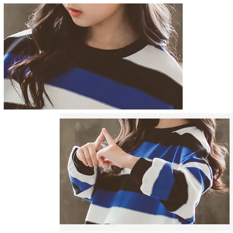 mother and daughter striped long dresses for teenage girls autumn winter cotton long sleeve kids casual dress children clothing (12)