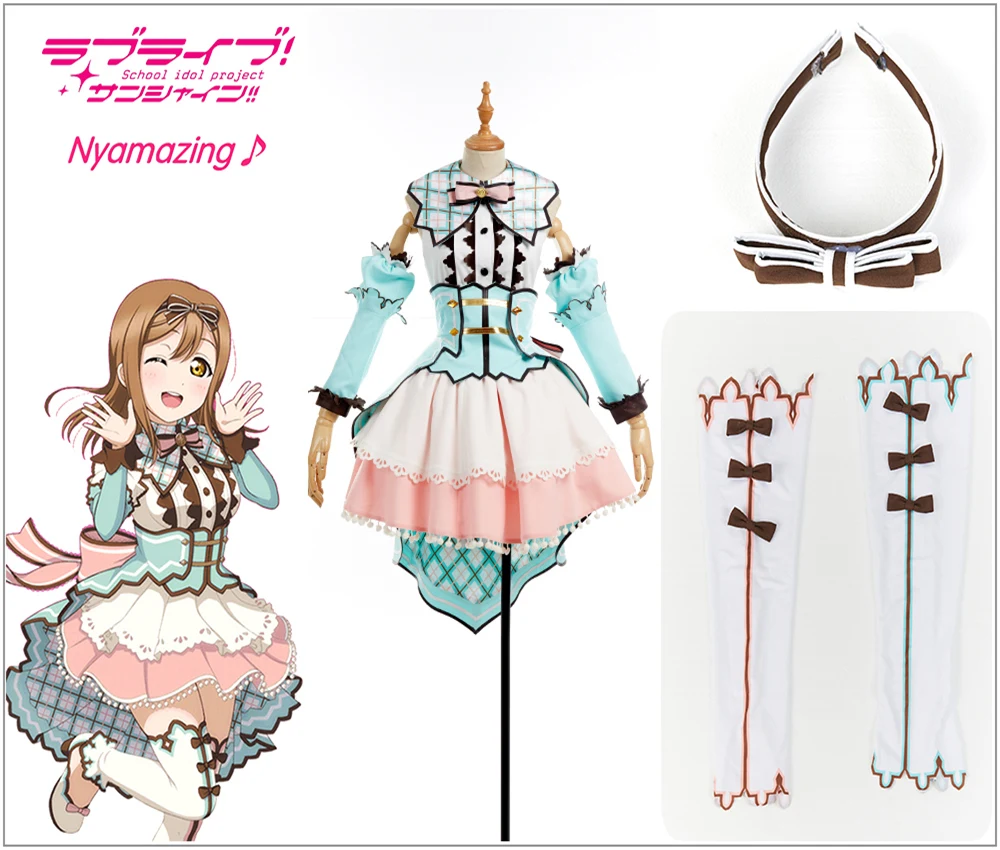 

LoveLive!SunShine!!Aqours Kunikida Hanamaru Cosplay Costume Custom Dress White Valentine's Day Girls High Low Skirt Necklace