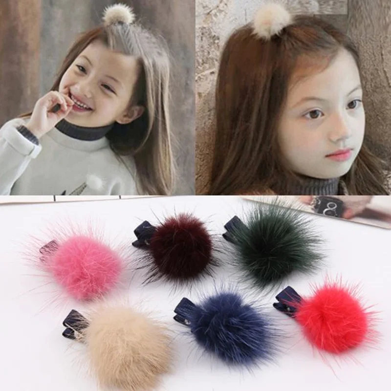 

M MISM Lovely Kids Hariy Ball Hair Clips Fashion Chilren Accessories Cute Hair Headwear for Children Girls Cute Fine Headdress
