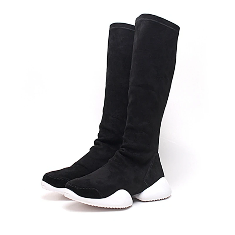 Зимние ботинки для мужчин; Уличная Повседневная обувь с высоким берцем; растягивающиеся ботинки на платформе для пары; брендовые Черные слипоны в стиле хип-хоп; botas hombre; размера плюс - Цвет: Black