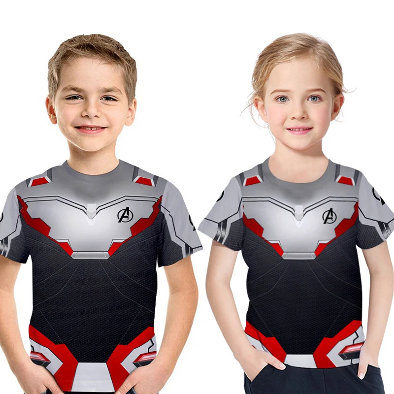 Kids Avengers Endgame Cosplay Costume Quantum Realm Avengers Infinity Superhero Top Cotton T-Shirt for Boys Girls Short Sleeves