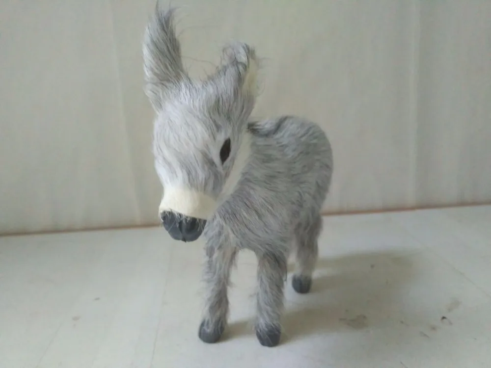 small cute simulation gray donkey model plastic & furs artificial