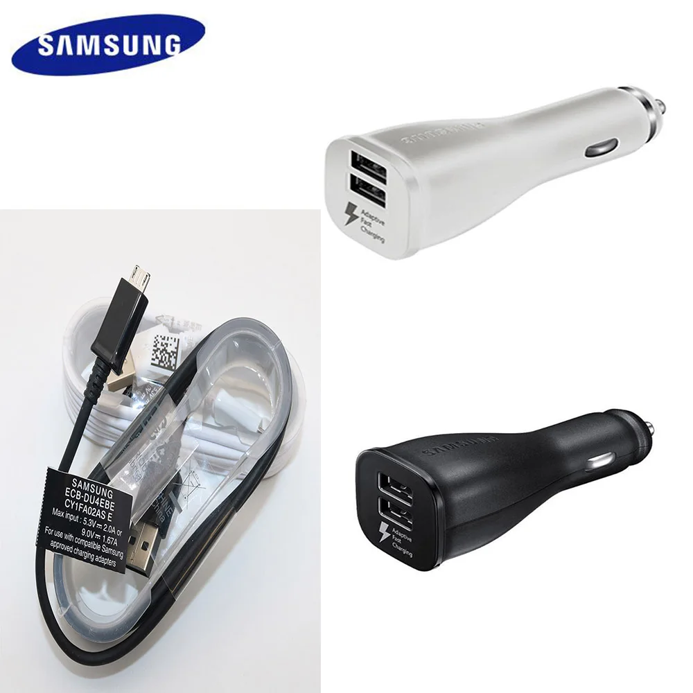 

Original Samsung Car Charger Dual USB Adaptive Fast Adapter Micro USB Quick Data Cable For Galaxy S4 S6 S7 Edge Note 4 5 A7 2016