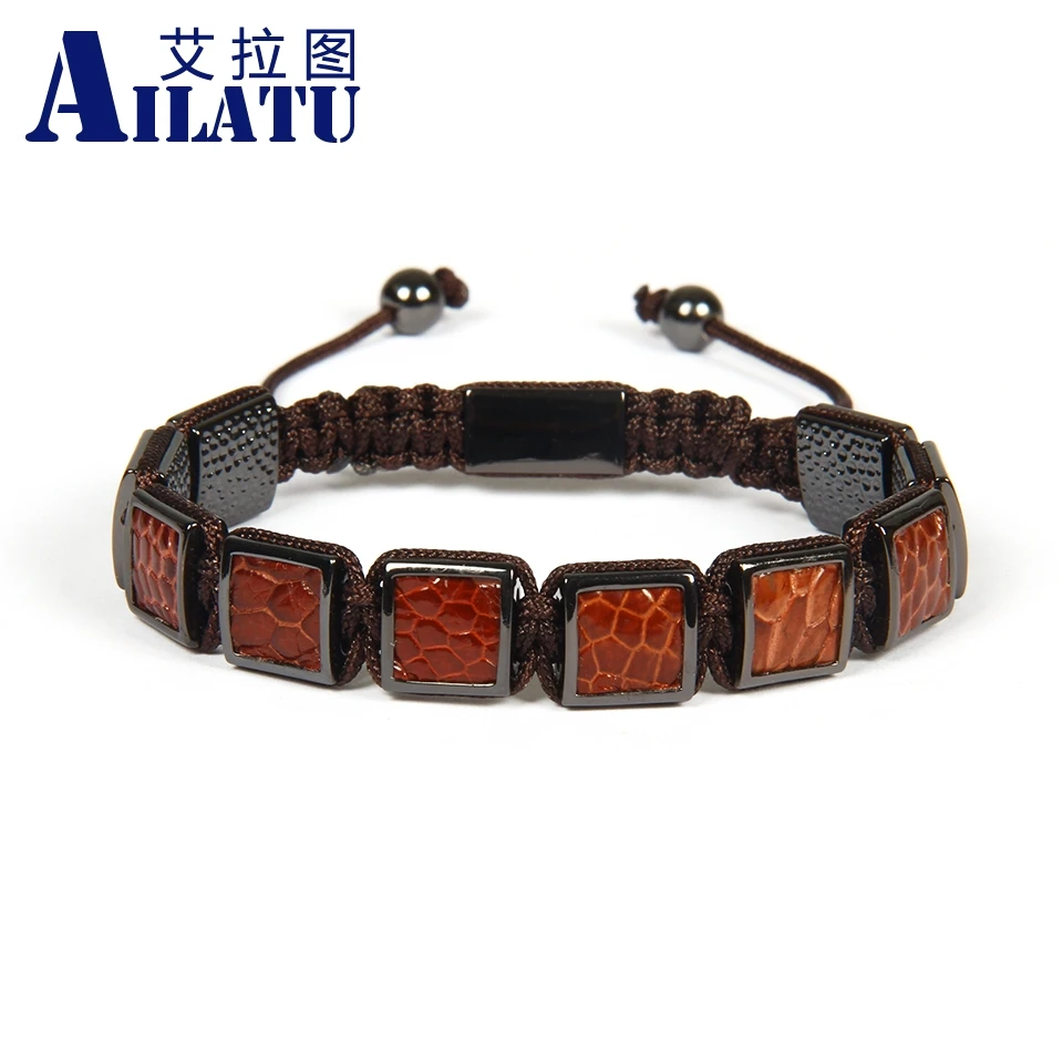 Ailatu роскошные мужские ювелирные изделия натуральная кожа ската квадратный браслет 10 шт./партия Высокое качество