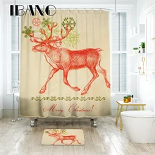 IBANO Christmas Shower Curtain Customized Bath Curtain Waterproof Polyester Fabric Shower Curtains For The Bathroom With Hooks