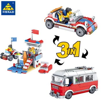 

City Outing Camper Bus Car Girls Figures Building Blocks 3 in 1 Compatible Friends Bricks Educational Toys for Children