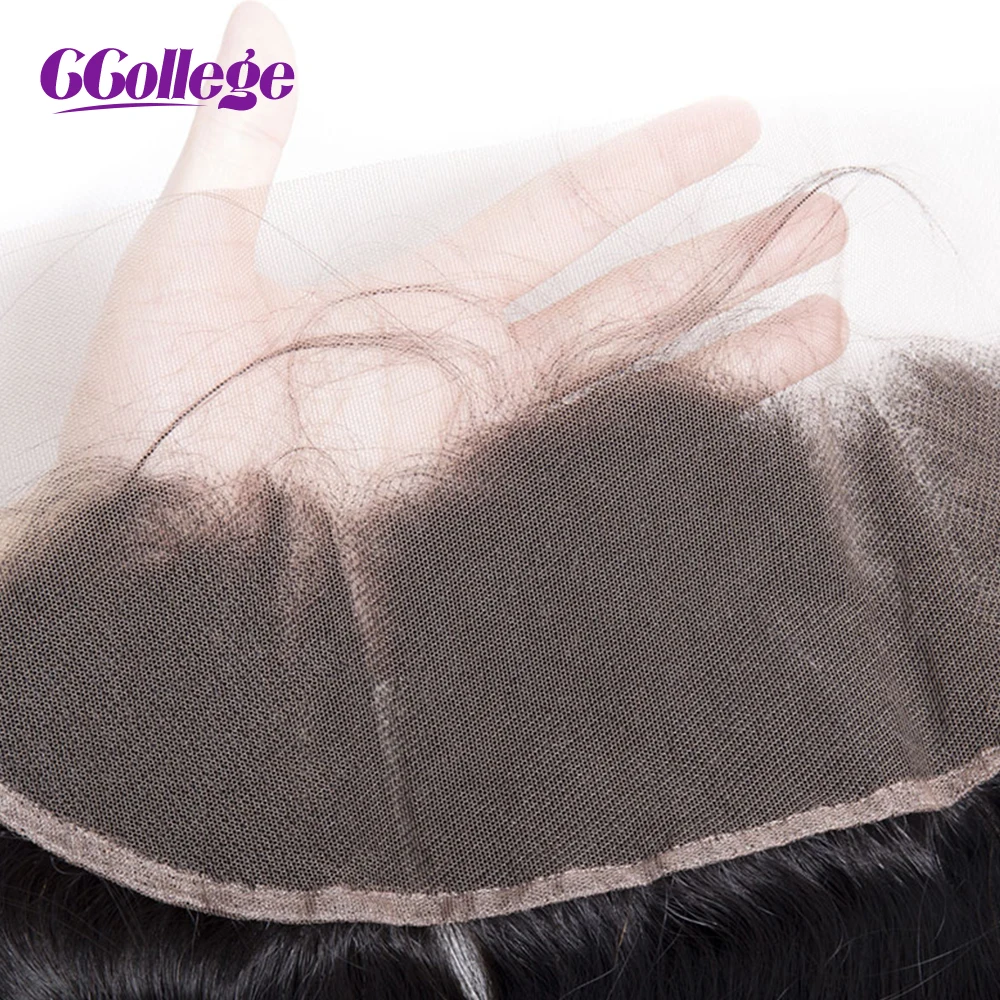 CCollege Hair Lace Frontal Closure Brazilian Deep Wave Remy Hair Free Part 13*4 Ear To Ear Swiss Lace 100% Human Hair 8-18inch