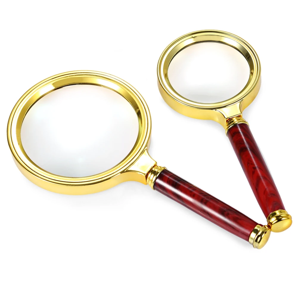 80mm 60mm Diameter 3X 5X Magnifying Glass Wooden Handle Magnifier for Clearly Reading Painting