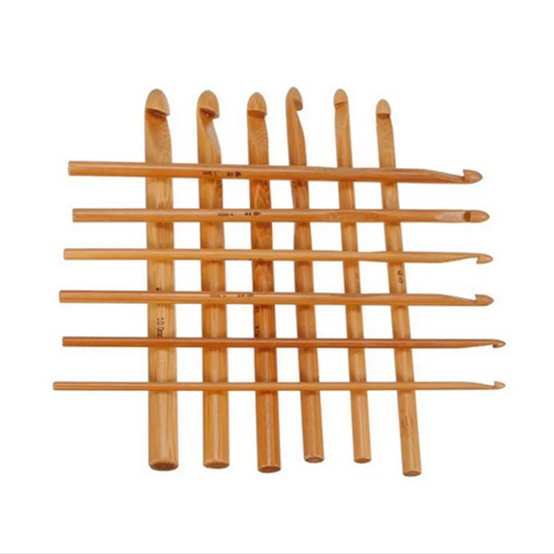 12 шт. бамбуковые ручки, крючки для вязания, иглы ручной работы, иглы для шитья, вязаные изделия для дома, DIY, бамбуковый вязальный крючок, набор